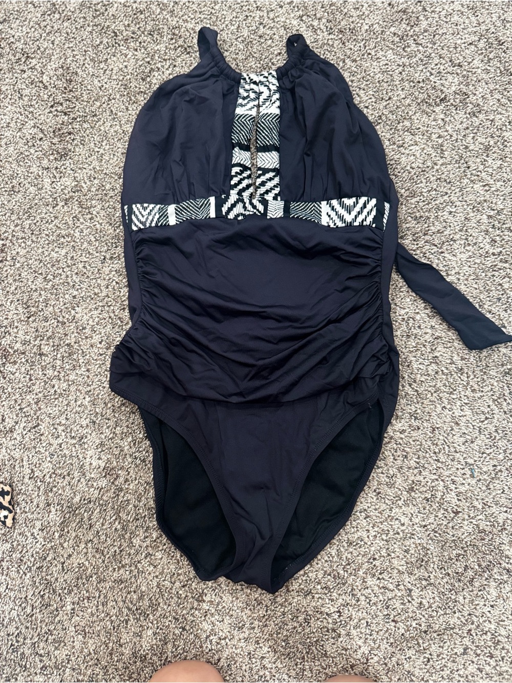 Kenneth Cole Black One-Piece Swimsuit with White Pattern